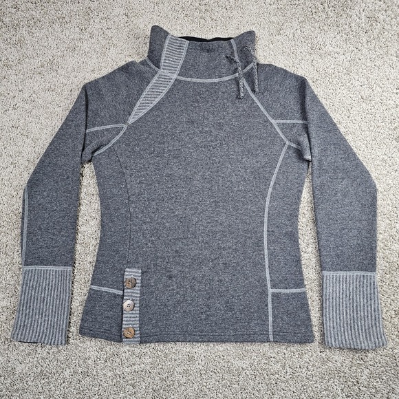 Prana Sweaters - Prana Sweater Womens Medium Gray Wool Blend Lucia Mock Neck Pullover